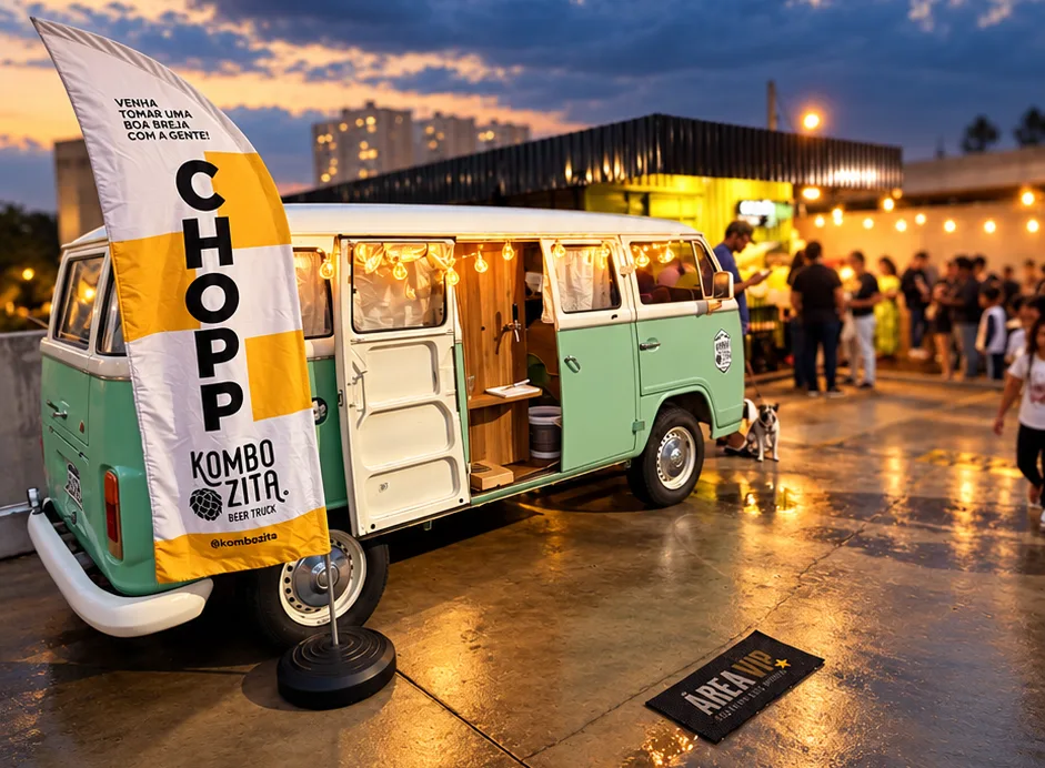 Kombi e estrutura do evento em Campinas